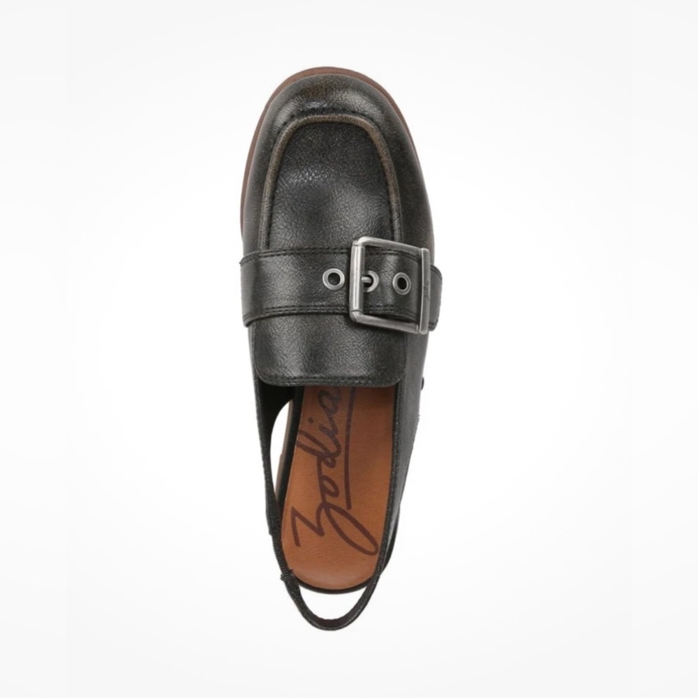 Women’s Black Slingback Loafers with Buckle - Picture 3 of 10